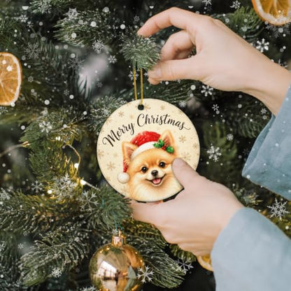 Pomeranian Christmas Ornament Dog Keepsake - Winter Snowflake Hanging Decor - Variation of Christmas Animal 7