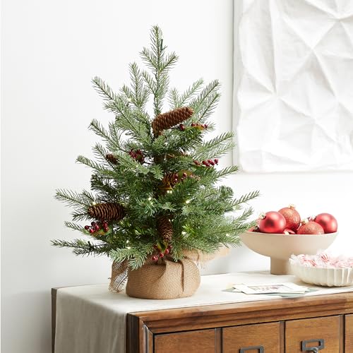 2ft Pre-Lit Nordic Spruce Mini Christmas Tree - Feel Real Artificial Holiday Tree
