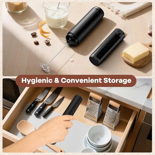 Ebony Rechargeable Handheld Milk Frother for Coffee, Matcha & Hot Chocolate