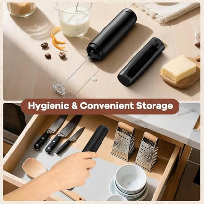 Ebony Rechargeable Handheld Milk Frother for Coffee, Matcha & Hot Chocolate