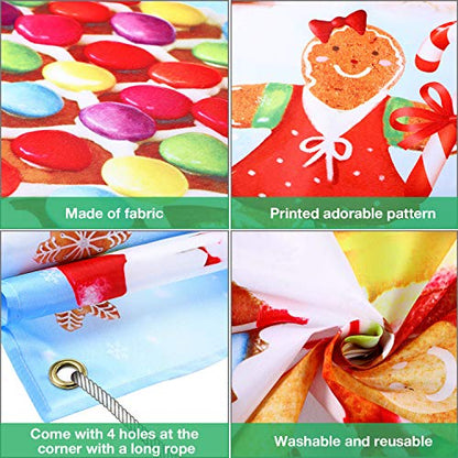 Christmas Gingerbread House Backdrop Fabric Banner for Holiday Parties