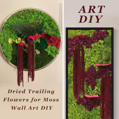 Artificial Hanging Moss Vines with Branches - Burgundy, Set of 2