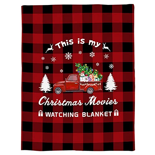 Super Soft Christmas Truck Fleece Throw Blanket - Red Buffalo Check 60x80in