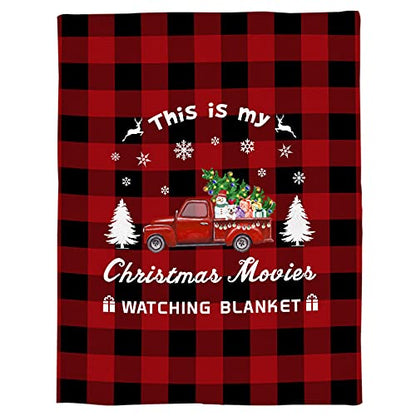 Super Soft Christmas Truck Fleece Throw Blanket - Red Buffalo Check 60x80in