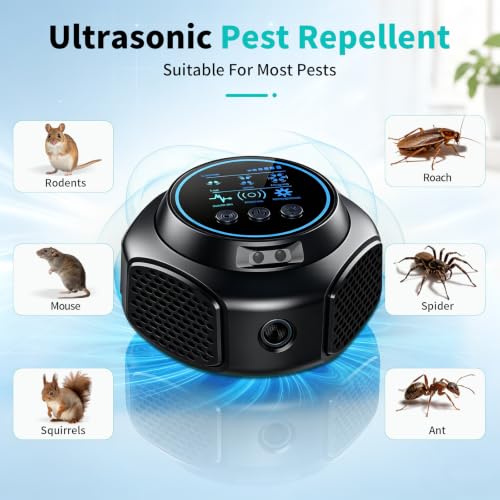 Black Ultrasonic Pest Repeller - 1 Pack Mouse Squirrel Ant Roach Spider