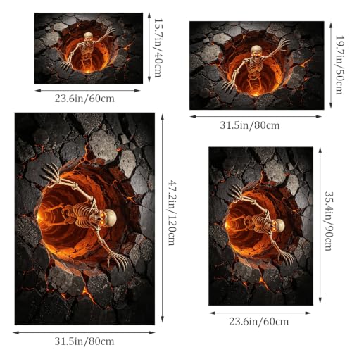 Halloween Illusion Rug 3D Skeleton Floor Mat for Front Door Indoor Outdoor - 3'11" x 2'8" Variation A