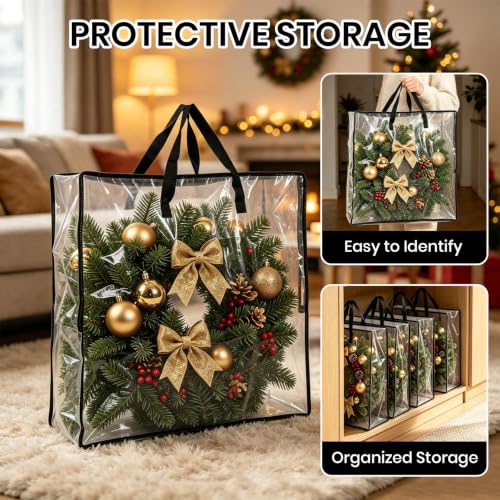 26 Inch Wreath Storage Bag - Large Waterproof Garland Organizer for Holiday Decor