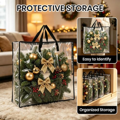 26 Inch Wreath Storage Bag - Large Waterproof Garland Organizer for Holiday Decor