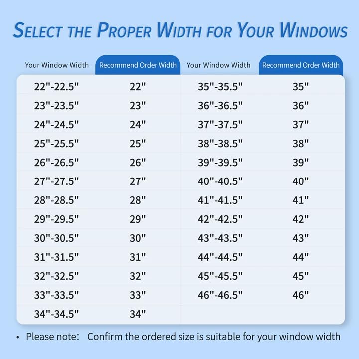 No Drill Cellular Blackout Shades 27 x 48 Inches - White, Cordless, Insulated
