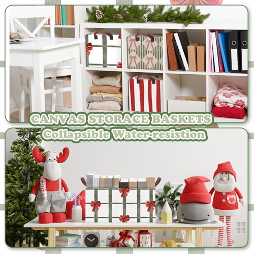 Preppy Christmas Foldable Storage Baskets Set of 3 with Handles Waterproof Fabric Organizers