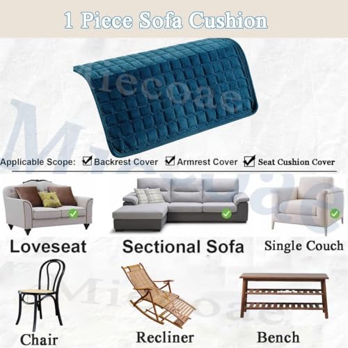 Navy Blue Corduroy Reclining Chair Cover Non Slip Washable 50x60cm