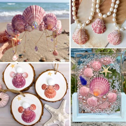 Natural Seashells for Crafts - Red Scallop Shells 1.5-2.4 Inches, 50 Pack