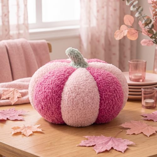 Pink Pumpkin Pillow 3D Stuffed Halloween Fall Decor - 1 / 7 Inch