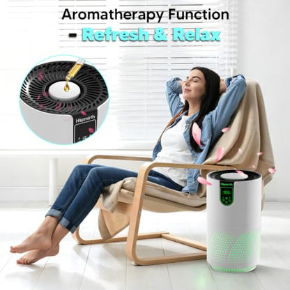 White Upgraded Air Purifier with H14 Filter & PM2.5 Sensor - Covers 2000 Sq Ft