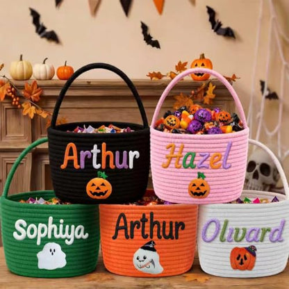 Personalised Halloween Basket with Name for Kids - Single-Hand Design