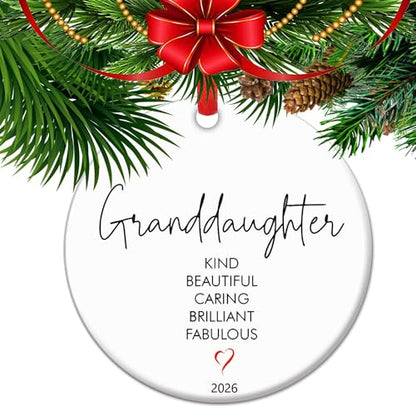Heartfelt Granddaughter Ceramic Keepsake Ornament - Holiday Xmas Decoration C10