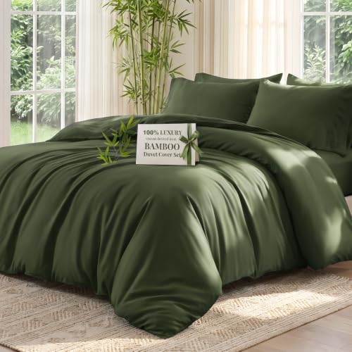 Queen Size Bamboo Rayon Duvet Cover Set - Silky Soft, Breathable & Cool