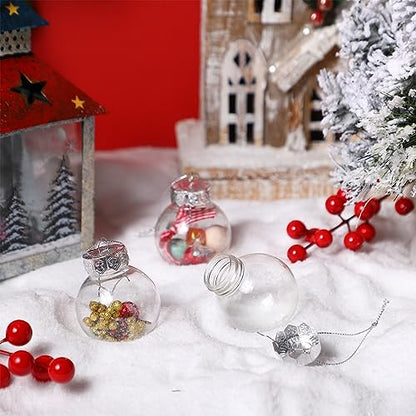 100 Clear Plastic Christmas Ornament Balls 1.96 Inch Fillable Decorations