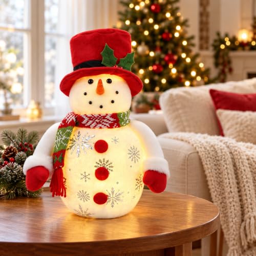 Cllayees 13.5 Inch Lighted Christmas Snowman Table Decor - Style 1