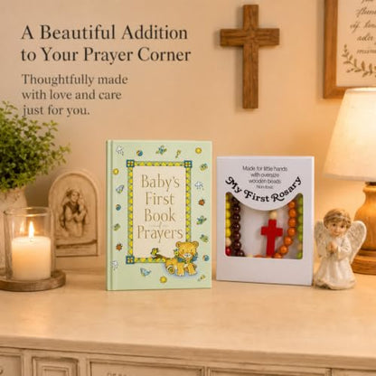 Baby Baptism Gift Set with First Rosary and Prayer Book - Keepsake Religious Gift