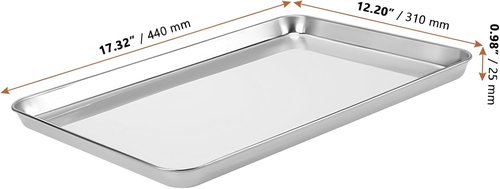 LEXININ Stainless Steel Baking Sheets - 4-Piece Cookie Pan Set, 17 x 12 x 1 Inch, Durable & Oven Safe