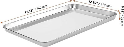 LEXININ Stainless Steel Baking Sheets - 4-Piece Cookie Pan Set, 17 x 12 x 1 Inch, Durable & Oven Safe