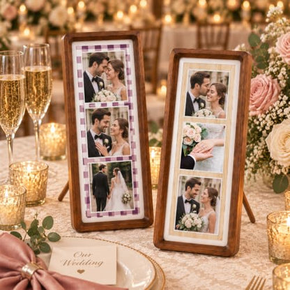 Set of 2 Wooden Photo Booth Frames for Photo Strips - Wedding & Party Decor