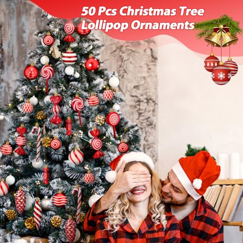 Knitgrip 50 Pcs Christmas Candy Cane Ornaments - Red & White