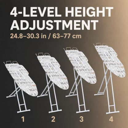 White Ironing Board with Sleeve Board - Foldable, 4 Heights, 42 x 12 in
