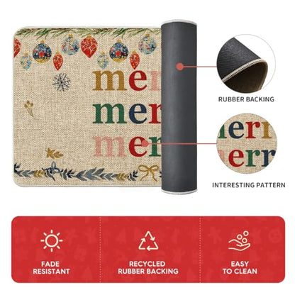 Christmas Decorative Kitchen Mats Set of 3 Non-Slip Rugs 17x29/36/47 Inches