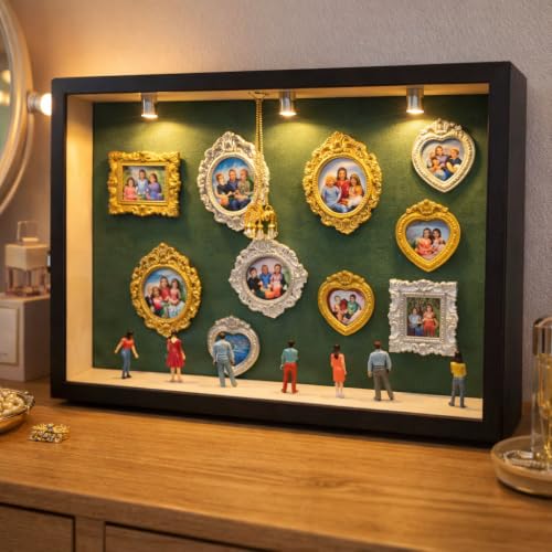 Mini Museum Shadow Box Kit with LED Lights - DIY Memory Display - Variation Nblack-l