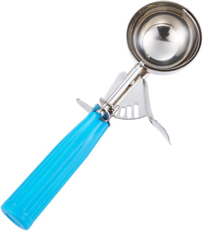 Portion Scoop #16 - 2 Oz Disher & Cookie Scoop - Durable 18/8 Stainless Steel with Blue Handle