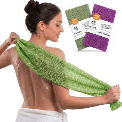 Exfoliating Washcloth Towel Set - Olive Green & Deep Purple, Body Loofah Sponge