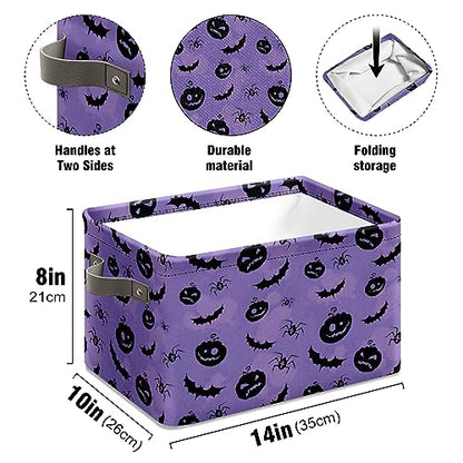 Andemie Halloween Bin Ghost Basket Large Foldable Storage Bin Cube Collapsible Organizer Trick or Treat Bags Candy Buckets for Halloween Parties