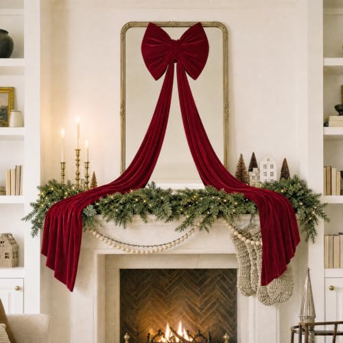 16x71 Inch Extra Large Velvet Christmas Bow for Tree - Reusable Holiday Decor