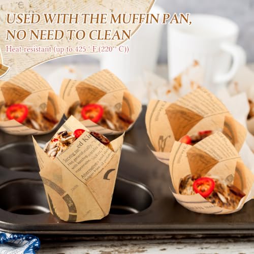 800 Pieces Newspaper Print Tulip Cupcake Liners for Baking - Standard Size Greaseproof Wrappers for Weddings Birthday Party Christmas - Variation of THIS listing