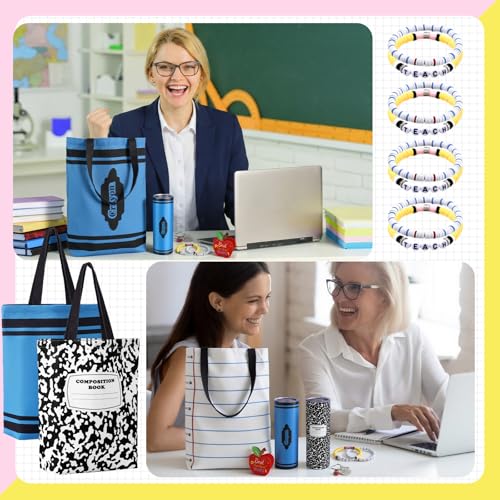 Sieral Christmas Teacher Gifts Set - 4 Skinny Tumblers & Holiday Accessories