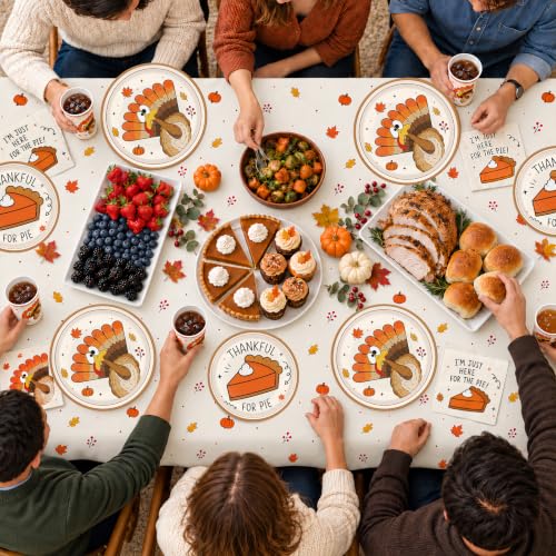 Thanksgiving Party Supplies Kit with Plates, Cups, Napkins, Tablecloth & Banner