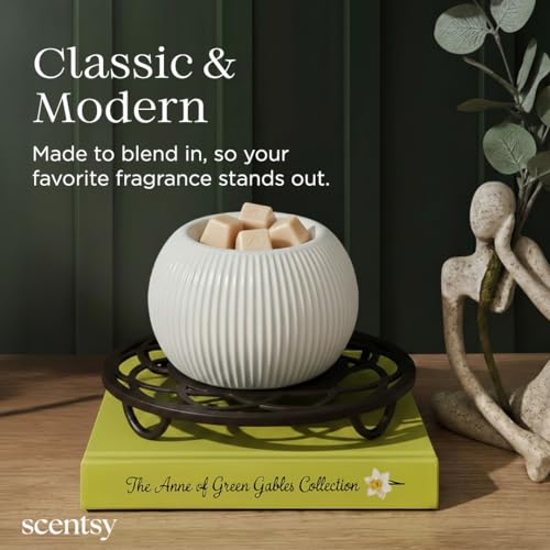 Ceramic Wax Warmer Electric Fragrance Diffuser for Wax Melts - White Fluted
