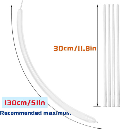 White 260 Balloons by [Brand Name] - Thickening Long Latex Balloons for Twisting & Arch Decor | 100pcs