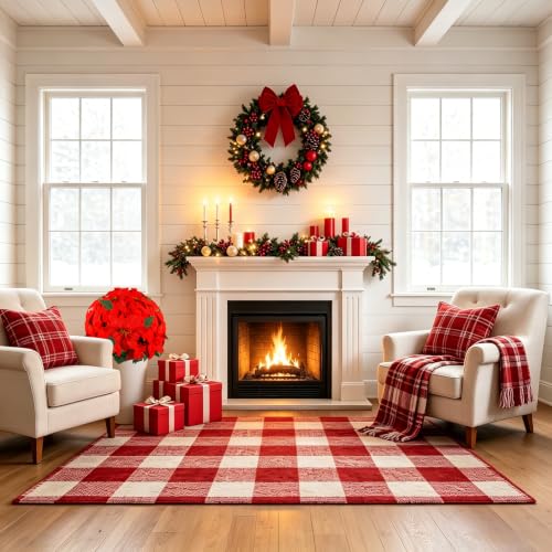 Red Artificial Poinsettia Christmas Plant in Pot - 20 Inch Holiday Decor - UV Resistant Indoor Outdoor
