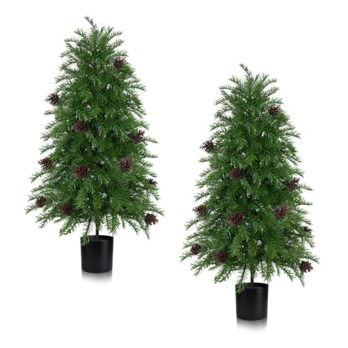 Artificial Topiary Cedar Tree with Pot - 3FT Faux Plant, Cypress Variant