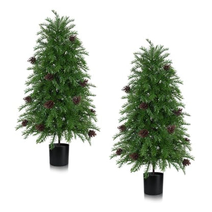 Artificial Topiary Cedar Tree with Pot - 3FT Faux Plant, Cypress Variant