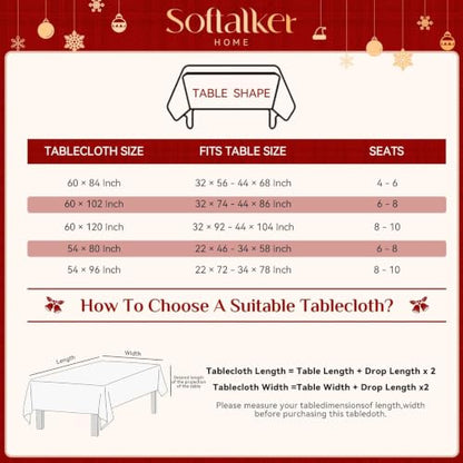 Christmas Ruffle Plaid Rectangular Tablecloth - Red, 60 x 84 Inches - Softalker
