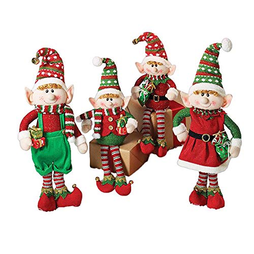 Set of 4 Christmas Elf Plush Figurines for Holiday Home Decor