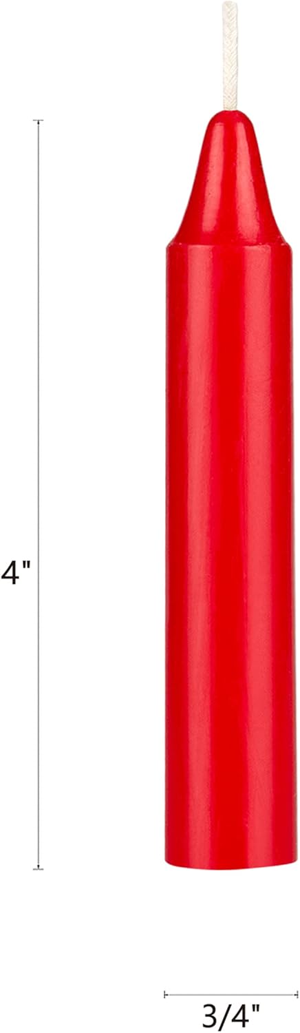 Mega Candles Mini Taper Candles - 10 Pcs Unscented Red 4 Inch Tall for Rituals & Altar Magic