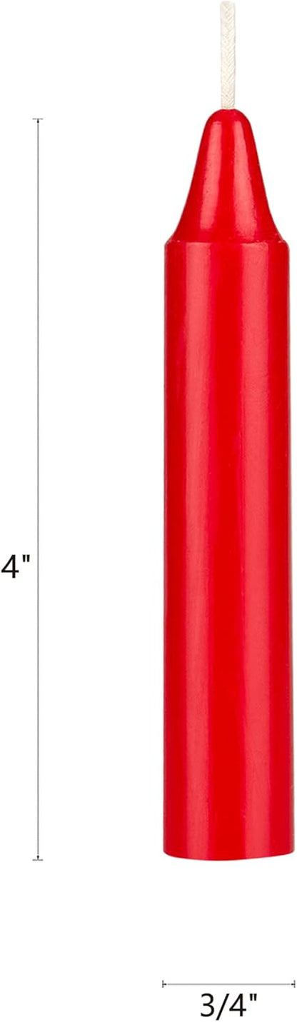 Mega Candles Mini Taper Candles - 10 Pcs Unscented Red 4 Inch Tall for Rituals & Altar Magic