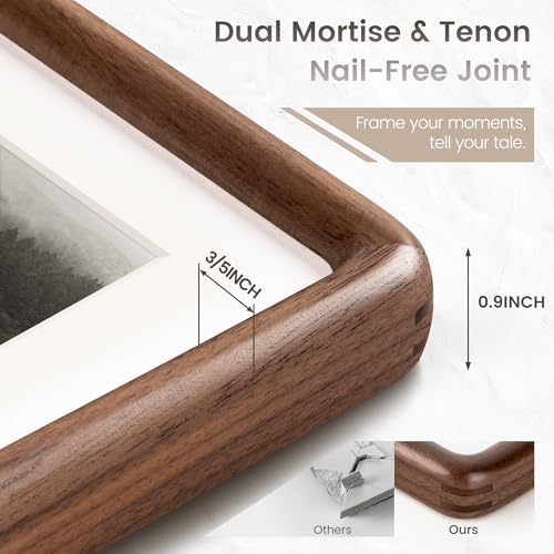 Rounded Walnut Photo Frame 12x16 Inches - 2 Pack, Solid Hardwood with Anti-Scratch Glass