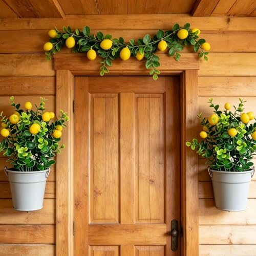 Artificial Lemon Branches Set - Realistic Faux Lemon Decor, 12 Pack