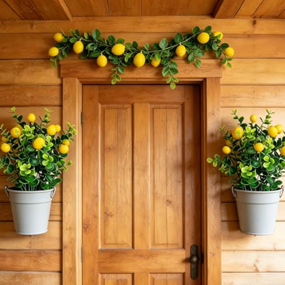 Artificial Lemon Branches Set - Realistic Faux Lemon Decor, 12 Pack